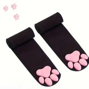 Cute 3D Cat Paw Knee High Silky Socks